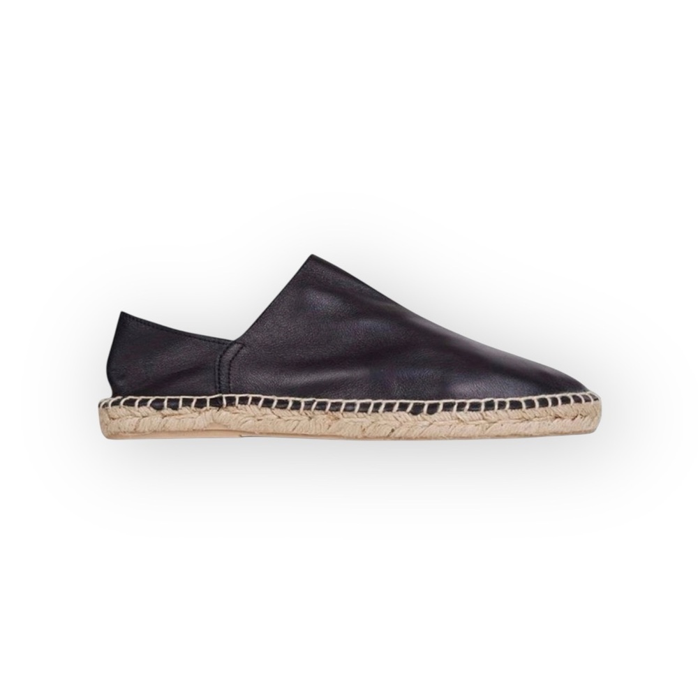 Topshop 𖧷 Kiss Chase Stretch Espadrille Flats 𖧷 Black Leather + Jute 𖧷 36 6M